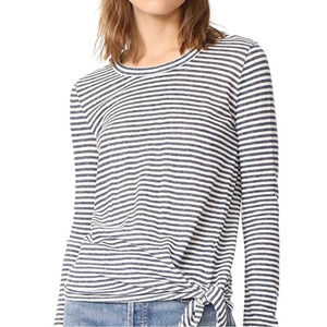 Madewell Soundcheck Side-Tie Gray Stripe Top Size Medium Women’s